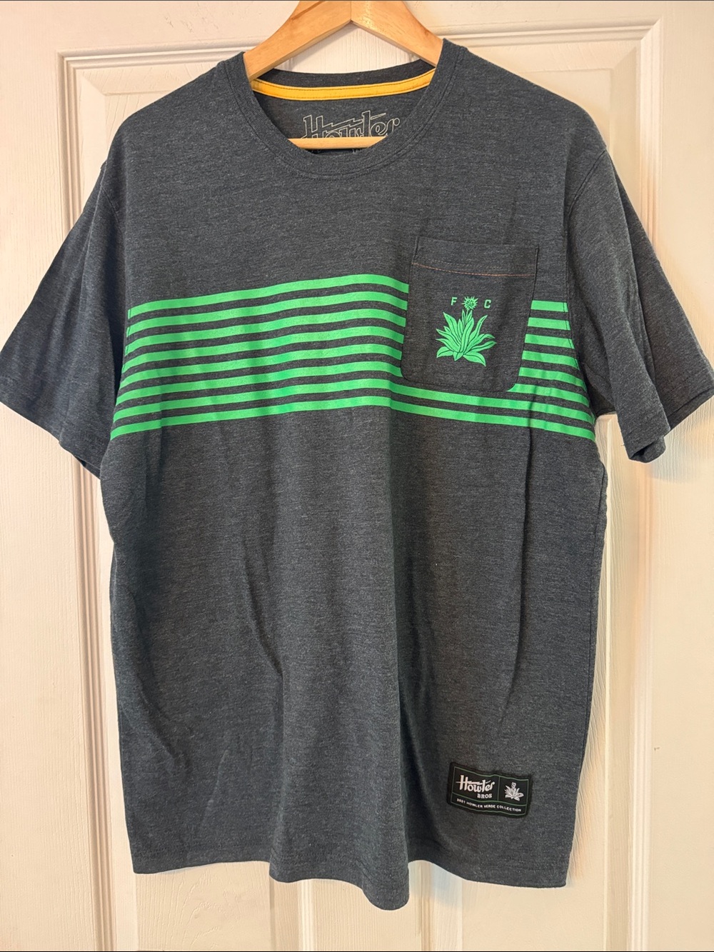 Howler Brothers Austin FC Collab 2021 Charcoal Tee with Neon Green Stripes